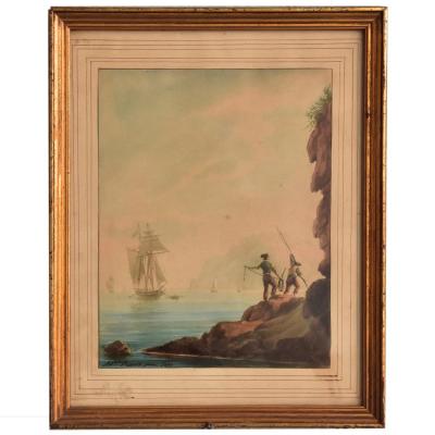 Antoire Roux Father Marine Coast Edge Dated 1831