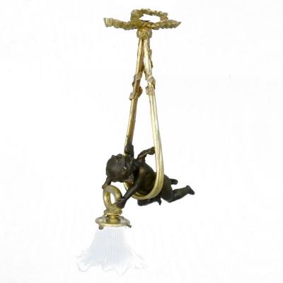 Tiny Chandelier With Baby Gilt Bronze Napoleon III