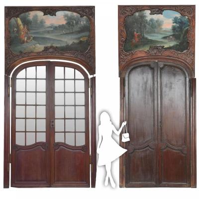 Spectacular Pair Of Louis XV Door In Mahogany Eighteenth Time