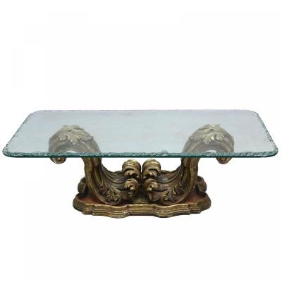 Baroque Coffee Table In Golden And Lacquered Wood