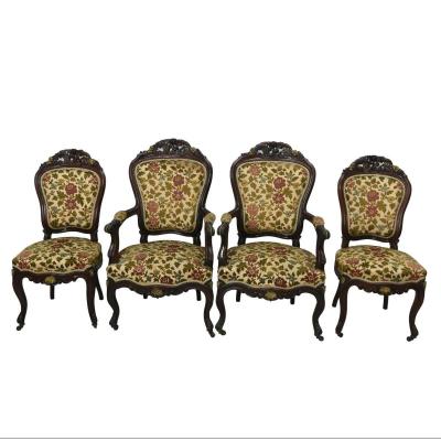 Living Room Chairs And Armchairs And Golden Bronzes 4 Rooms End Of The XIXth Precious Wood