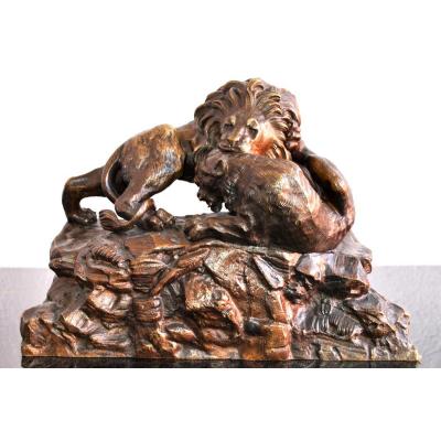 19th Century Animal Bronze Not Signed With Lions