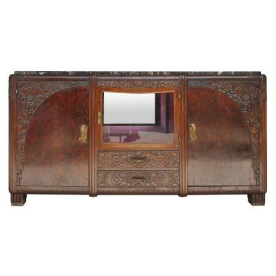 Mahogany Sideboard Art Deco Marble Top Portor