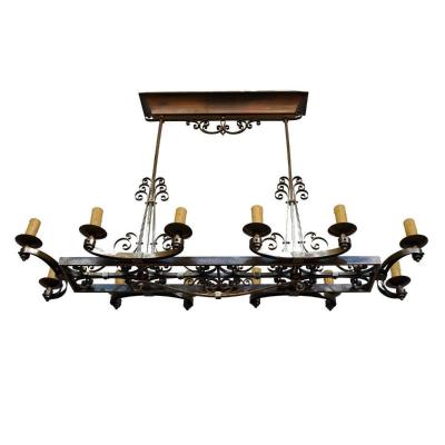 1940 Bronze Chandelier In The Spirit Of Subes