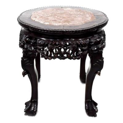Asian Bolster Iron Wood Marble Top 1900