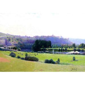 Oil On Canvas Landscape By Emile Désiré Daimée