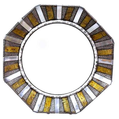 1980s Octagonal Metal Mirror