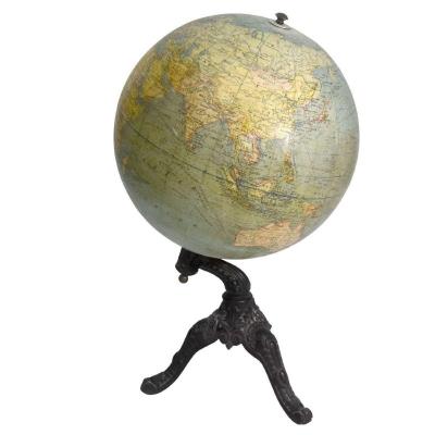 Terrestrial Globe Old Cast Iron Base Gerard Barrère And Thomas Paris