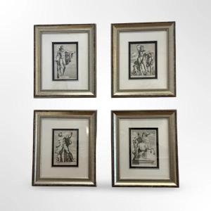 A Set Of Four Classical 17th-century Engravings Depicting Roman Statues