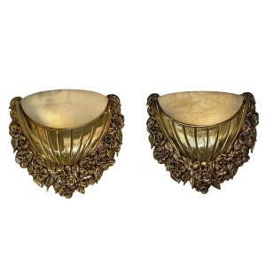 Pair Of Wall Lights In The Style Of Süe And Mare.