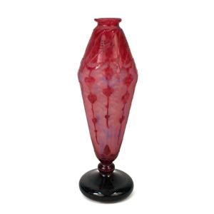 Art Deco Vase With Floral Motifs, Le Verre Français