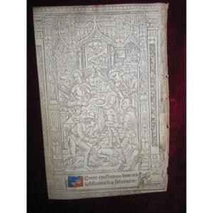 Rich Epulon Banquet. Engraving On Parchment Of A Book Of Hours From The S. XV Or Beginning XVI