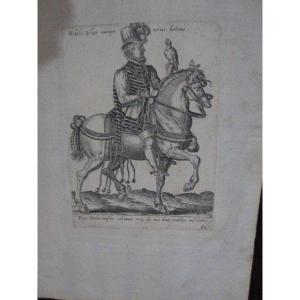 Equestrian Portrait Of A Belgian Nobleman With An Alcon Copper Engraving, 16th Century