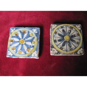 Two Small Tiles Or Olambrillas From Toledo. 16th Century