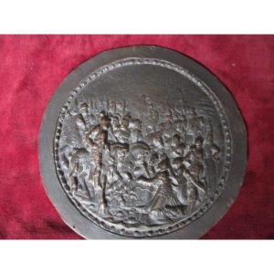 Historical Scene. Relief Copper Plate, Probably German From S. 16th Or 17th