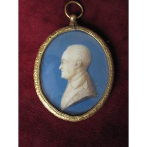Portrait Of A Gentleman. 18th Century Miniature With Gilt Bronze Frame