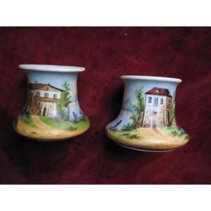 Inkwell And Poudrier Porcelain From Old Paris. S XIX
