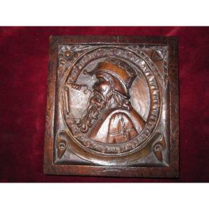 Renaissance Panel Carved With A Knight Profile. Probably German Of The S. 16th