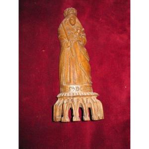 Virgin Of La Candelaria. Folk Art Sculpture On Wood From The 18th Century