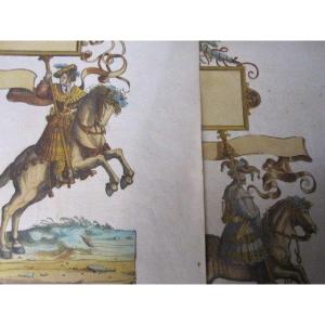 Hunters. 2 Engravings Belonging To The Triumphal Chariot Of Maximilien De Hausbourg. C. XVI