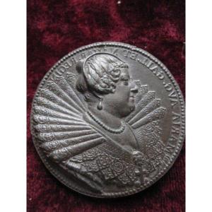 Marie De Medici. Mother Of Louis XIII And Regent Of France. Bronze Medal S. XVII
