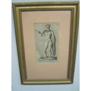 Mercury From The Ludovisi Garden In Rome, Copper Engraving By Cornelius Van Dalen.