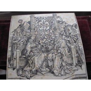 Pope Pius II And Emperor Frederick III. Incunabula Engraving From The Chronicle Of Nuremberg. 1493