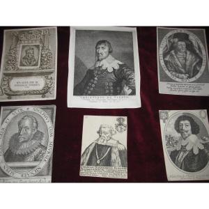 5 Engravings On Copper From The 17th Century. Various Characters