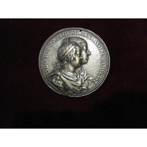 Louis XIV And Anne Of Austria. Bronze Medal Signed Dupré And Dated 1641