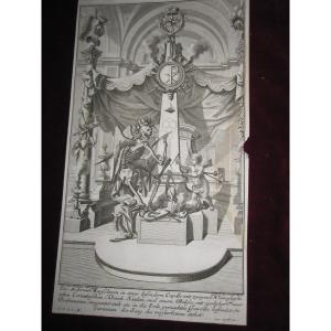 Memento Mori. Baroque Catafalque Engraving With Allegories Of Death
