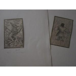 Two 16th Century Wood Engravings: Devil And Monstrous Creature