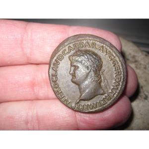 Sesterce Of Nero Bust Of Great Realism. Reverse: Anona Augusta Ceres.