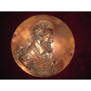 Round Copper Medallion Henri Iv. Signed: J. Tétar 1830