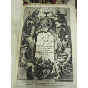Complete Works Of The Great Humanist Justus Lipsius. 4 Volumes. Bound With Heraldic Bookplate.
