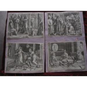 Luc De Leyde: Scenes From The Life Of Joseph. Reversed Version Of Four Engravings From This Series. 