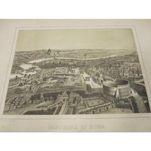 Three Large Views Of Rome: General Panorama, Colosseum, And Roman Forum. Signed: Nannini. 19th Century