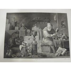 The Alchemist. Engraving After The Work By Teniers, Executed By Pérée
