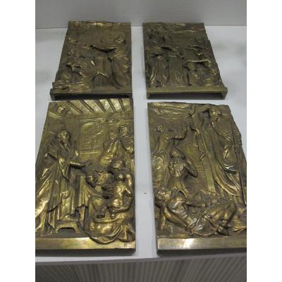 Four Bronze Reliefs With Passages From The Book Of Exodus. Italy S. XVII