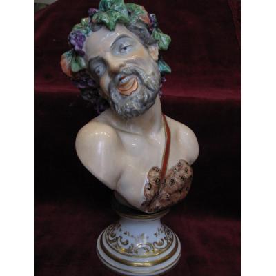 Figure Of Bacchus Or Satyr Porcelain By Capo Di Monti. S. XIX