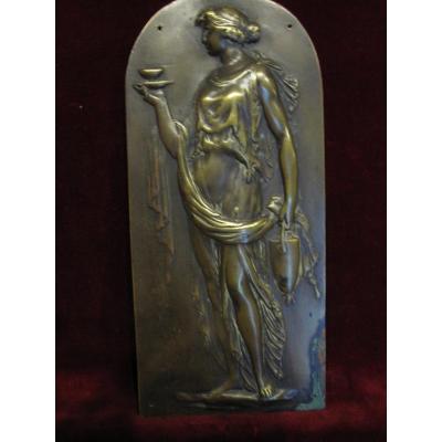 Bronze Plate: Antique Woman Carrying Offerings. S. XVIII
