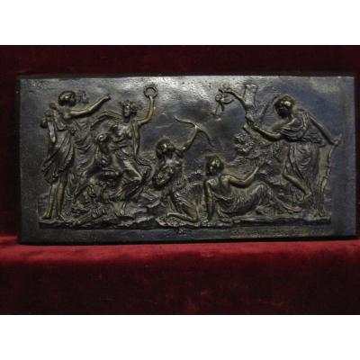 Bronze Bas-relief With Mythological Scene, Signed Barbedienne In 1859