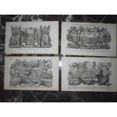 4 Engravings With Allegorical Motifs From The Apocalypse. Signed: Klauber