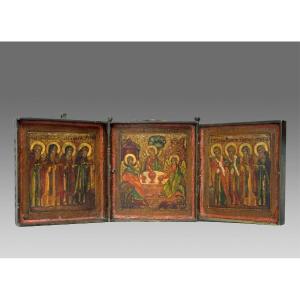 Icon Icon Icon Triptych Russia Circa 1680