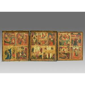 Moscow School Triptych Late 17th Century