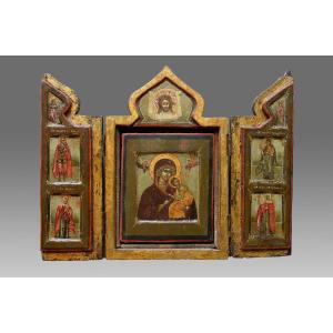 Icon Icon Icon Triptych Russia About 1700 Nowgorod Strastnaja