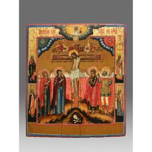 Icon Of The Crucifixion Of Christ, Circa 1800, Russia