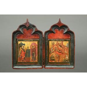Icon Diptych Russia 18th Century