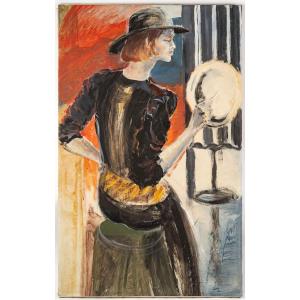 Painting "la Dame Au Chapeau"