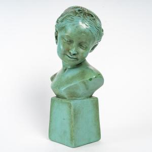 Lacquered Plaster Sculpture, Bust Of A Young Girl