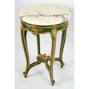 Pedestal Table In Carved, Painted And Gilded Wood, Louis XV Style.